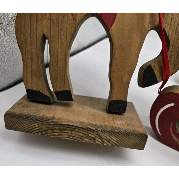 Vintage Wooden Christmas Reindeer & Sleigh Set Holiday Xmas Wooden Decor *AS IS* - Picture 8 of 16